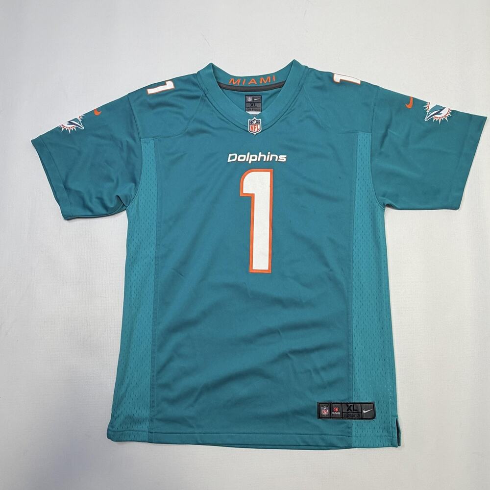 Miami Dolphins Jersey Boys XL Blue NFL Football Nike Tagovailoa 1 On Field